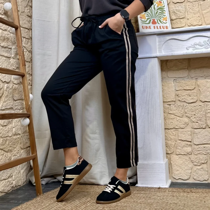 Jogging 2 bandes côtés femme – Taille unique - noir - taille-unique