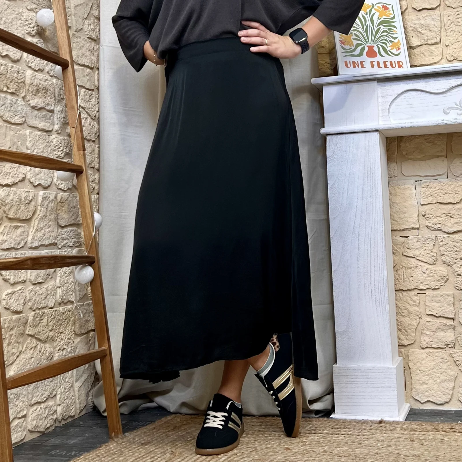 Jupe longue fluide unie femme – Taille unique