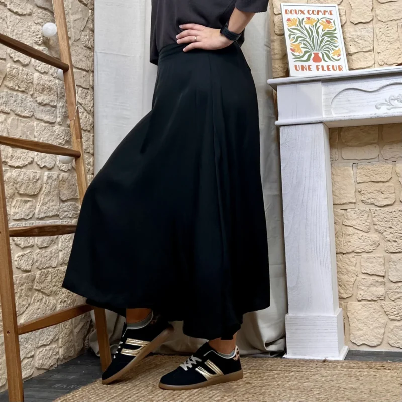Jupe longue fluide unie femme – Taille unique - noir - taille-unique