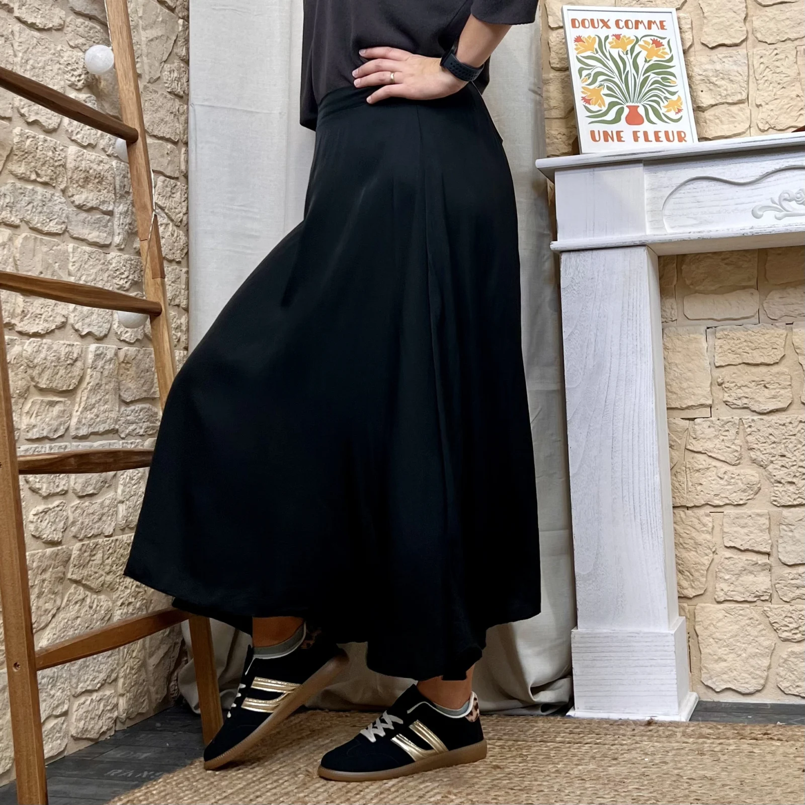 Jupe longue fluide unie femme – Taille unique - noir - taille-unique