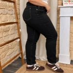 Jean slim noir surpiqué femme VOGGO T42-T50 - noir-beige - 50