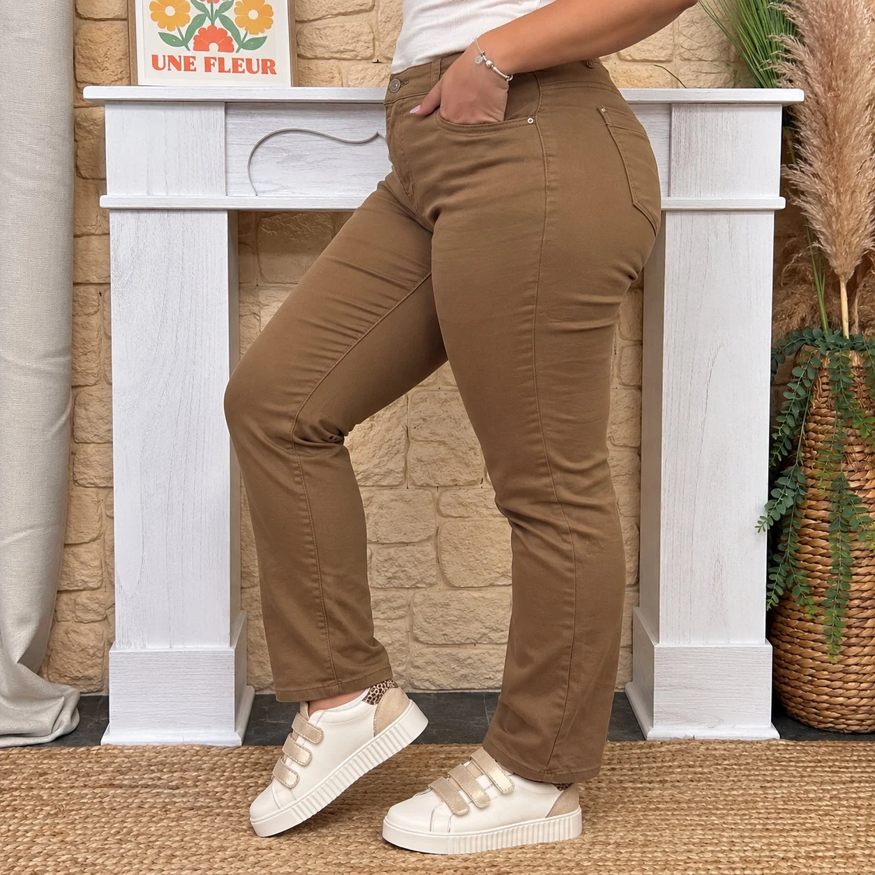 Jean droit beige femme VOGGO T42-T50 - taupe - 50