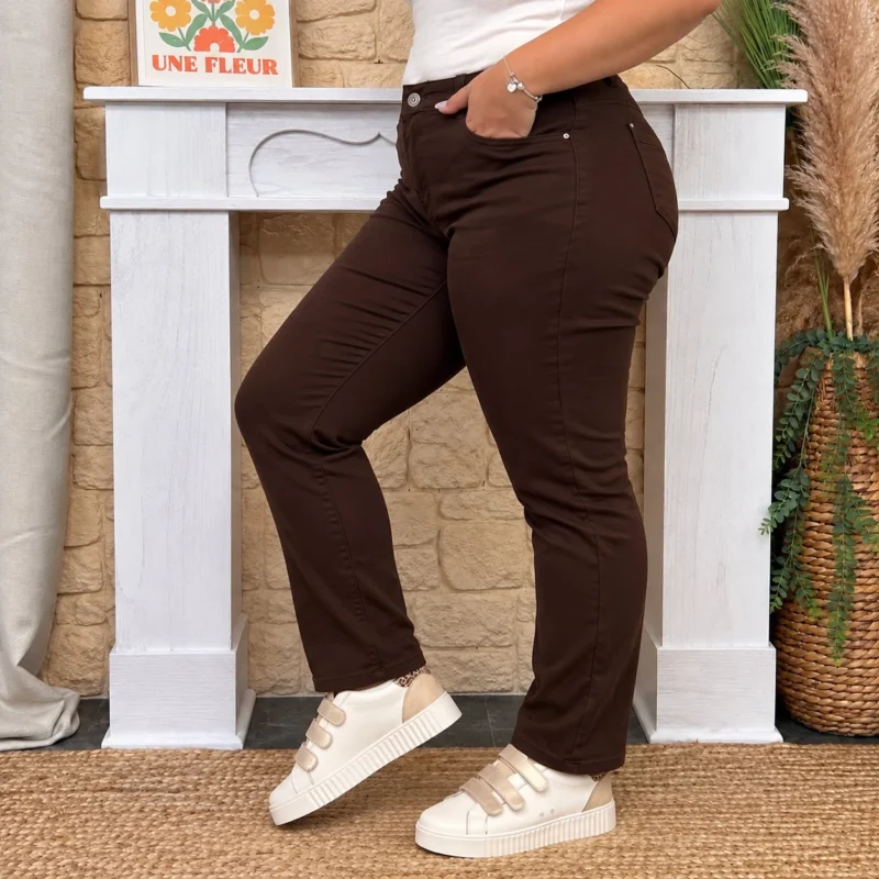 Jean droit marron femme VOGGO T42-T50 - marron - 50