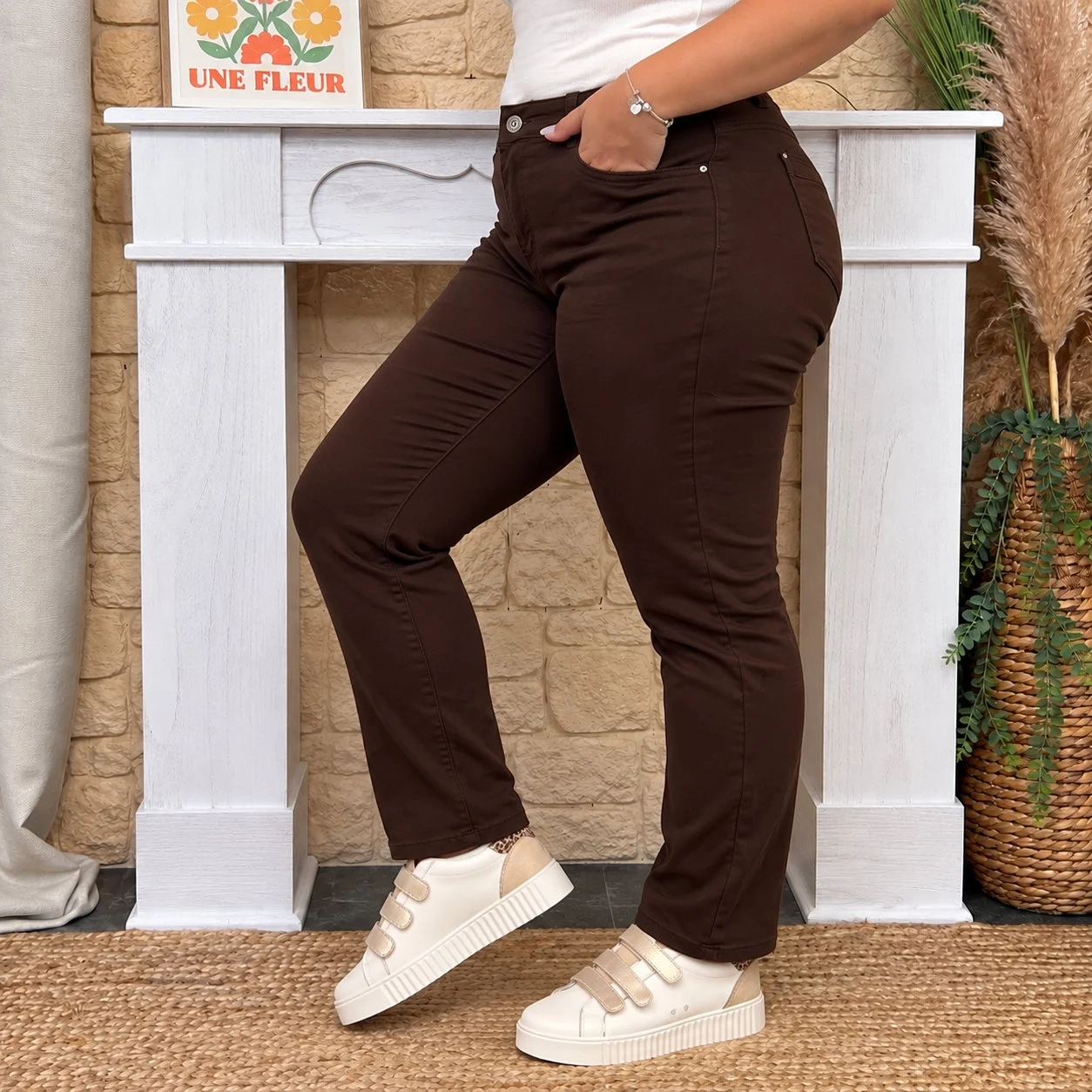 Jean droit marron femme VOGGO T42-T50 - marron - 50