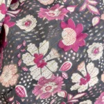 Foulard fleuri coton détails dorés femme - gris - sans-taille