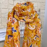Foulard motif cachemire coton femme - moutarde - sans-taille