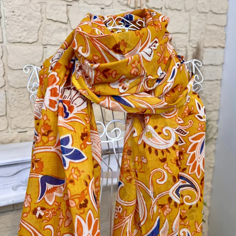 Foulard motif cachemire coton femme - moutarde - sans-taille