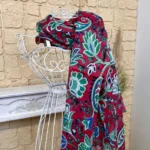 Foulard motif cachemire coton femme - framboise - sans-taille