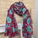Foulard motif cachemire coton femme - framboise - sans-taille