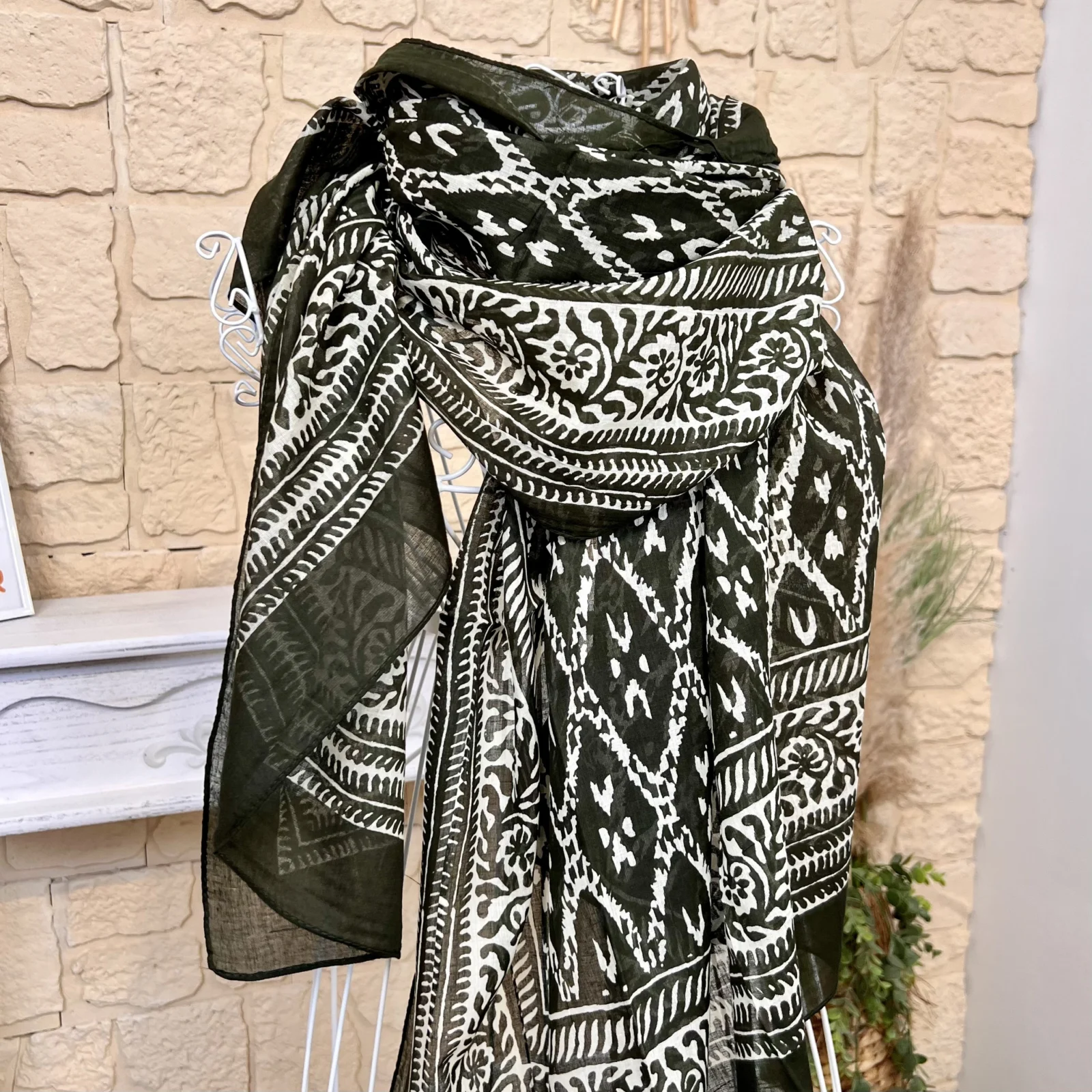 Foulard motif bandana coton femme - kaki - sans-taille