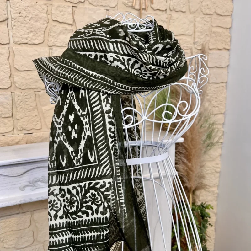 Foulard motif bandana coton femme - kaki - sans-taille