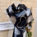 Foulard cœur détails dorés femme - noir - sans-taille