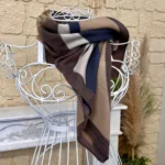 Foulard carré toucher laine motifs vagues femme - marron - sans-taille