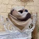 Foulard carré toucher laine motifs vagues femme - beige - sans-taille