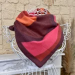 Foulard carré toucher laine motifs vagues femme - bordeaux - sans-taille
