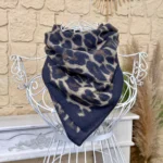 Foulard carré léopard toucher laine femme - noir - sans-taille