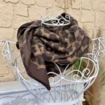 Foulard carré léopard toucher laine femme - marron - sans-taille