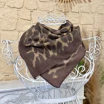 Foulard carré léopard toucher laine femme - marron - sans-taille