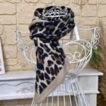 Foulard carré léopard toucher laine femme - taupe - sans-taille