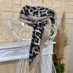 Foulard carré léopard toucher laine femme - taupe - sans-taille