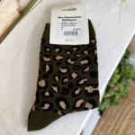 Chaussettes léopard femme T36-T40 - kaki - sans-taille