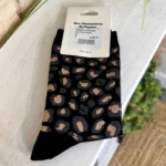 Chaussettes léopard femme T36-T40 - noir - sans-taille