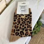 Chaussettes léopard cœur doré femme T36-T40 - camel - sans-taille