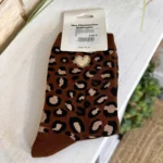 Chaussettes léopard cœur doré femme T36-T40