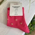 Chaussettes à pois dorés femme T36-T40 - fuchsia - sans-taille