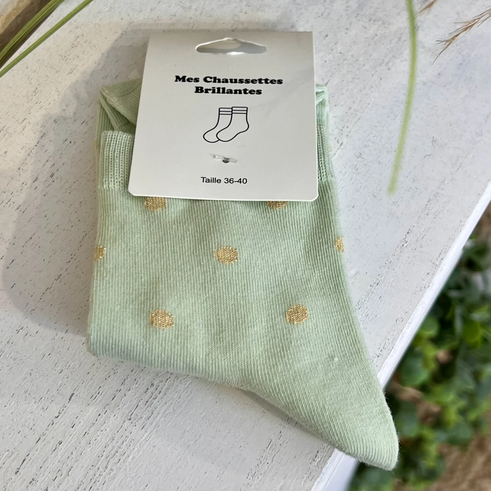 Chaussettes à pois dorés femme T36-T40