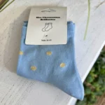 Chaussettes à pois dorés femme T36-T40 - bleu-ciel - sans-taille