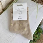 Chaussettes à pois dorés femme T36-T40 - beige - sans-taille