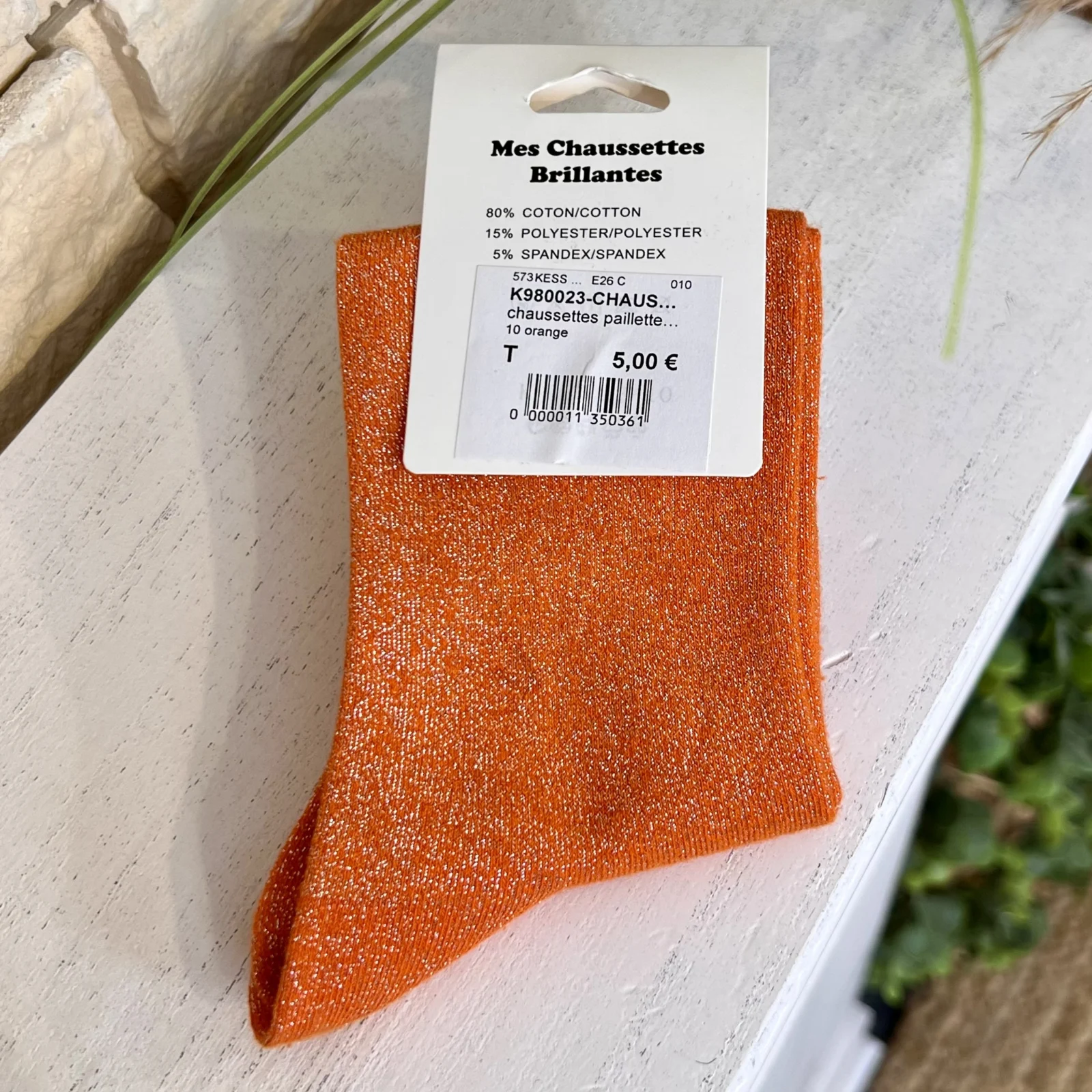 Chaussettes paillettes Maman cœur T36-T40 - orange - sans-taille