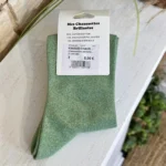 Chaussettes paillettes Maman cœur T36-T40 - vert-pale - sans-taille