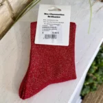 Chaussettes paillettes Maman cœur T36-T40 - bordeaux - sans-taille