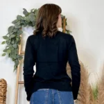 Pull fin col V femme VOGGO T36-T44 - noir - 44