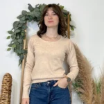 Pull épais col rond femme VOGGO T36-T44 - beige - 44