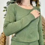 Pull épais col rond femme VOGGO T36-T44 - kaki - 44