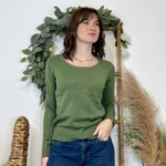 Pull épais col rond femme VOGGO T36-T44 - kaki - 44