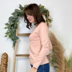Pull épais col rond femme VOGGO T36-T44 - rose-poudre - 42