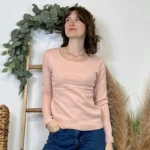 Pull épais col rond femme VOGGO T36-T44 - rose-poudre - 42