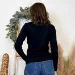 Pull épais col V femme VOGGO T36-T44 - noir - 44