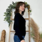 Pull épais col V femme VOGGO T36-T44 - noir - 44