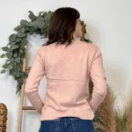 Pull épais col V femme VOGGO T36-T44 - rose-poudre - 44