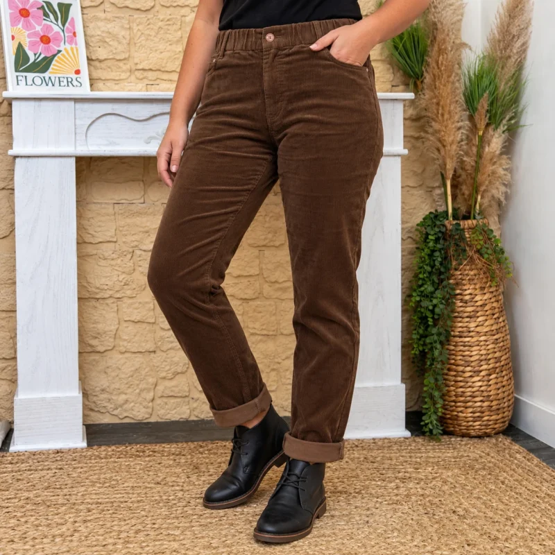Jean Mom velours femme VOGGO T42-T50 - marron - 50