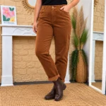 Jean Mom velours femme VOGGO T42-T50 - camel - 50