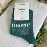 Chaussettes paillettes à messages femme T36-T40 - vert-elegante - sans-taille