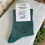 Chaussettes paillettes à messages femme T36-T40 - vert-elegante - sans-taille