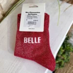 Chaussettes paillettes à messages femme T36-T40 - rouge-belle - sans-taille