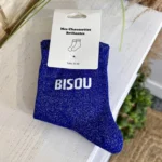 Chaussettes paillettes à messages femme T36-T40 - bleu-royal-bisou - sans-taille